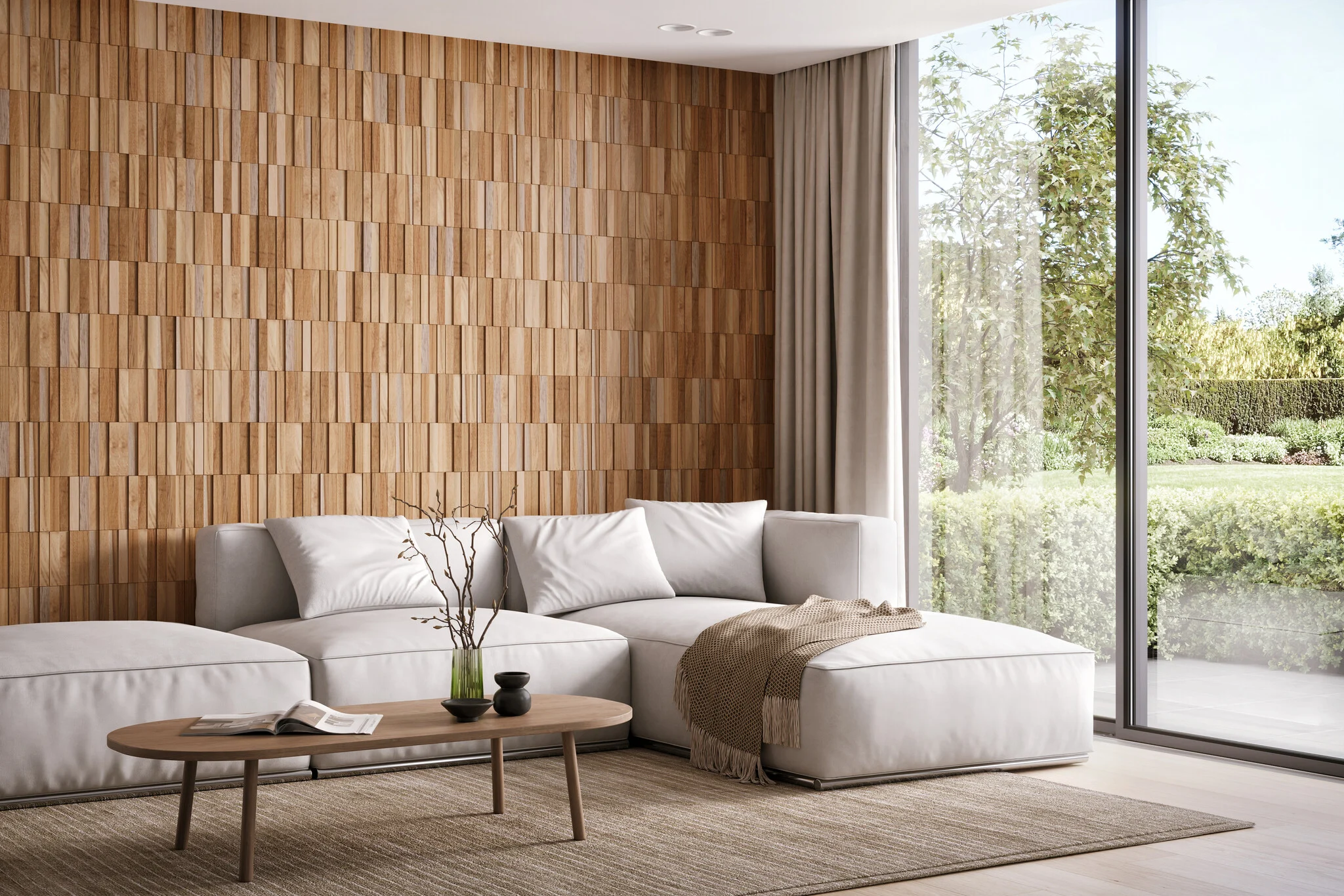 Transform any room with a bold textured wood wall feature