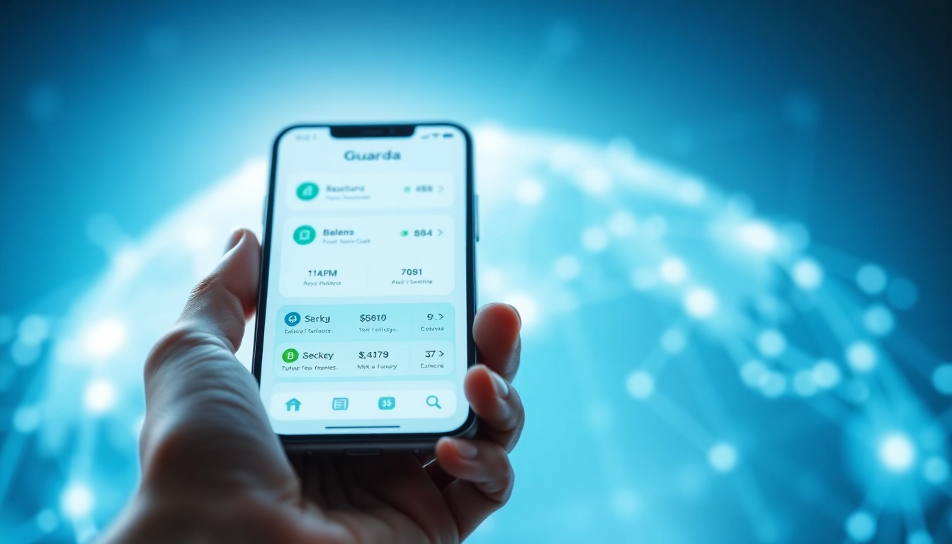 Showcasing the guarda wallet interface on a modern device, highlighting its sleek design.